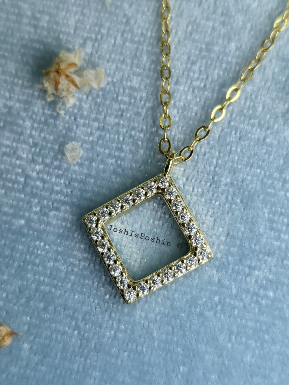 Square Moissanite Pendant Necklace In sterling silver